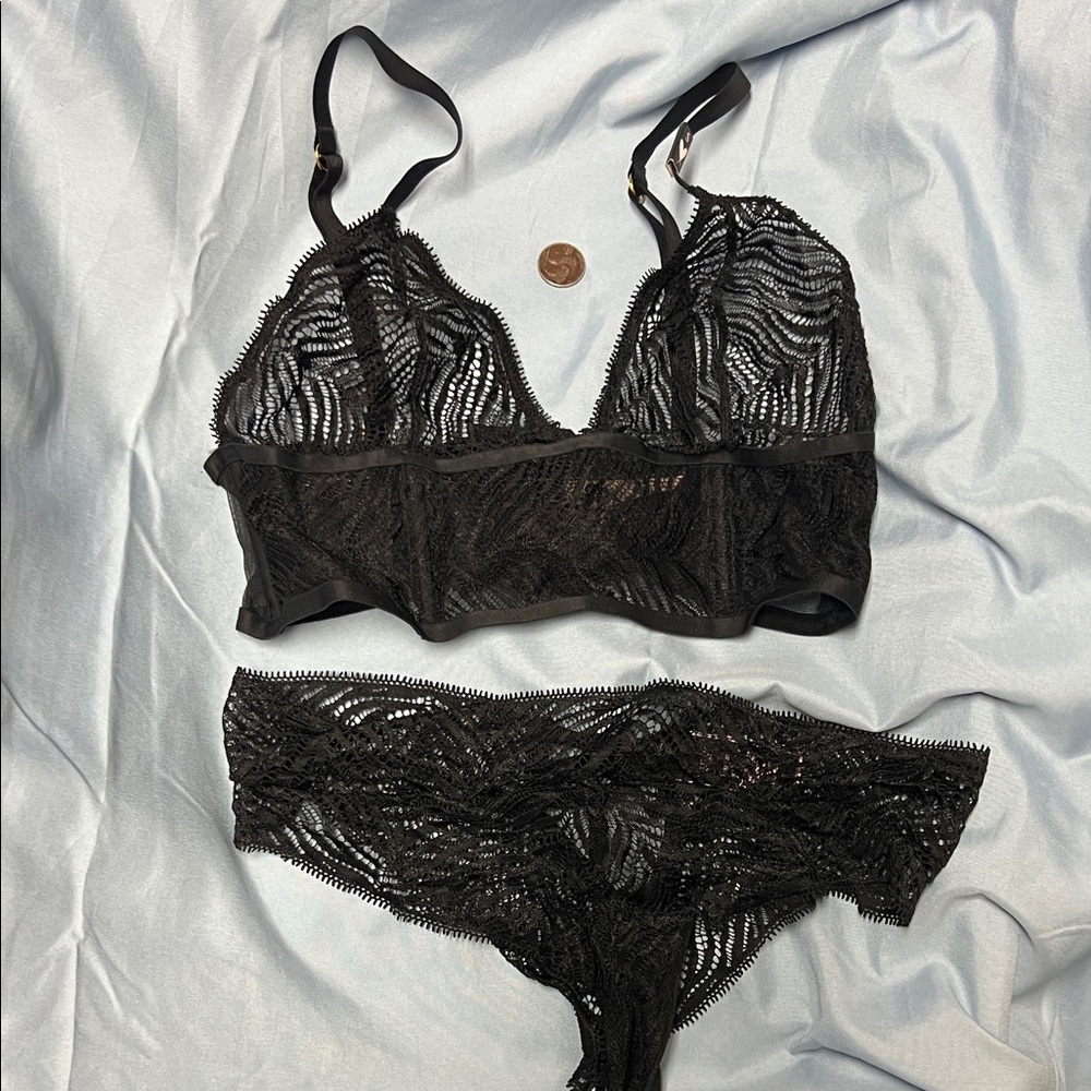 Victorias Secret Elegant Black Lace Lingerie Set